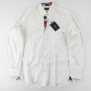 NWT Paul & Shark Solid White w/ Red Plaid Cuffs Button-Down Shirt Size 42 $189